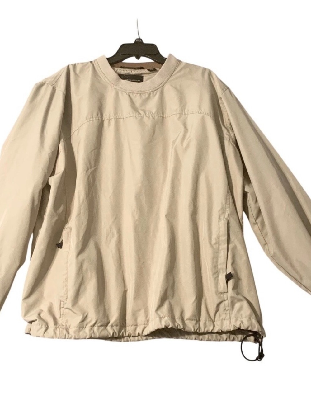 Greg Norman Pullover Windbreaker Men Large Tan Beige Outerwear Rain Outdoor Golf